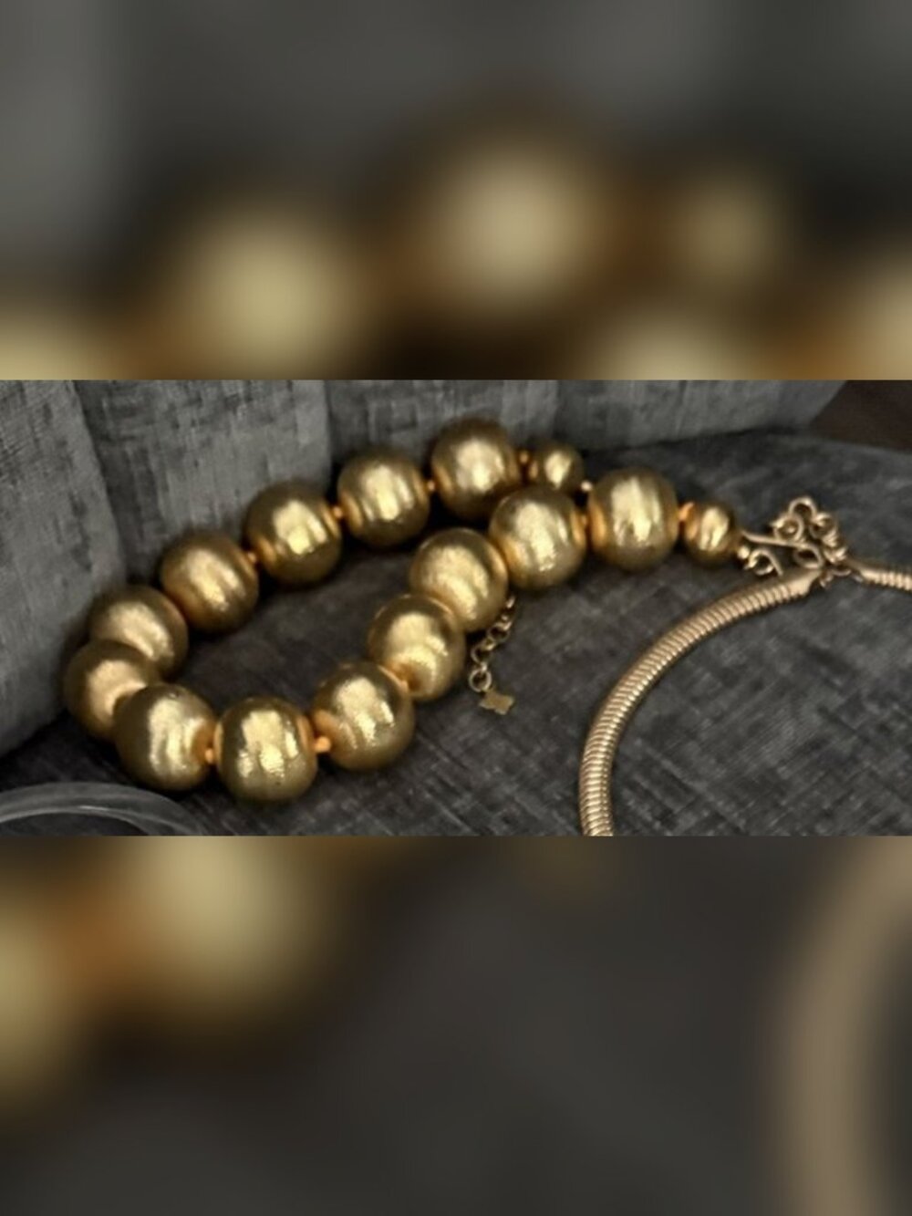 Brushed Gold Graduated Bead Necklace